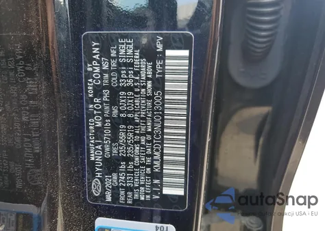 2022 Genesis Gv70 Base из США, поврежденный, VIN KMUMCDTC3NU013005